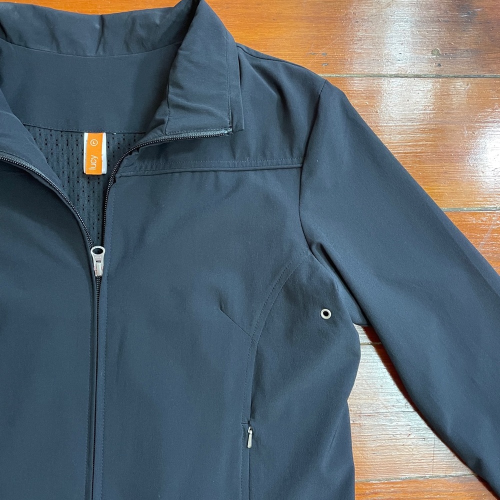 Lucy Full Zip Active Yoga Fitness Running Black Jacket Women’s Sz L 💚🎀 - Picture 7 of 10